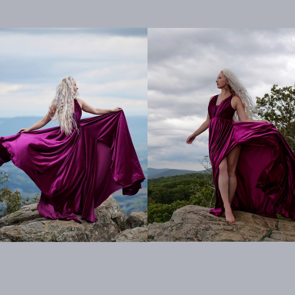 Reclamation daydreaming gown Magenta velvet Maxi Dress